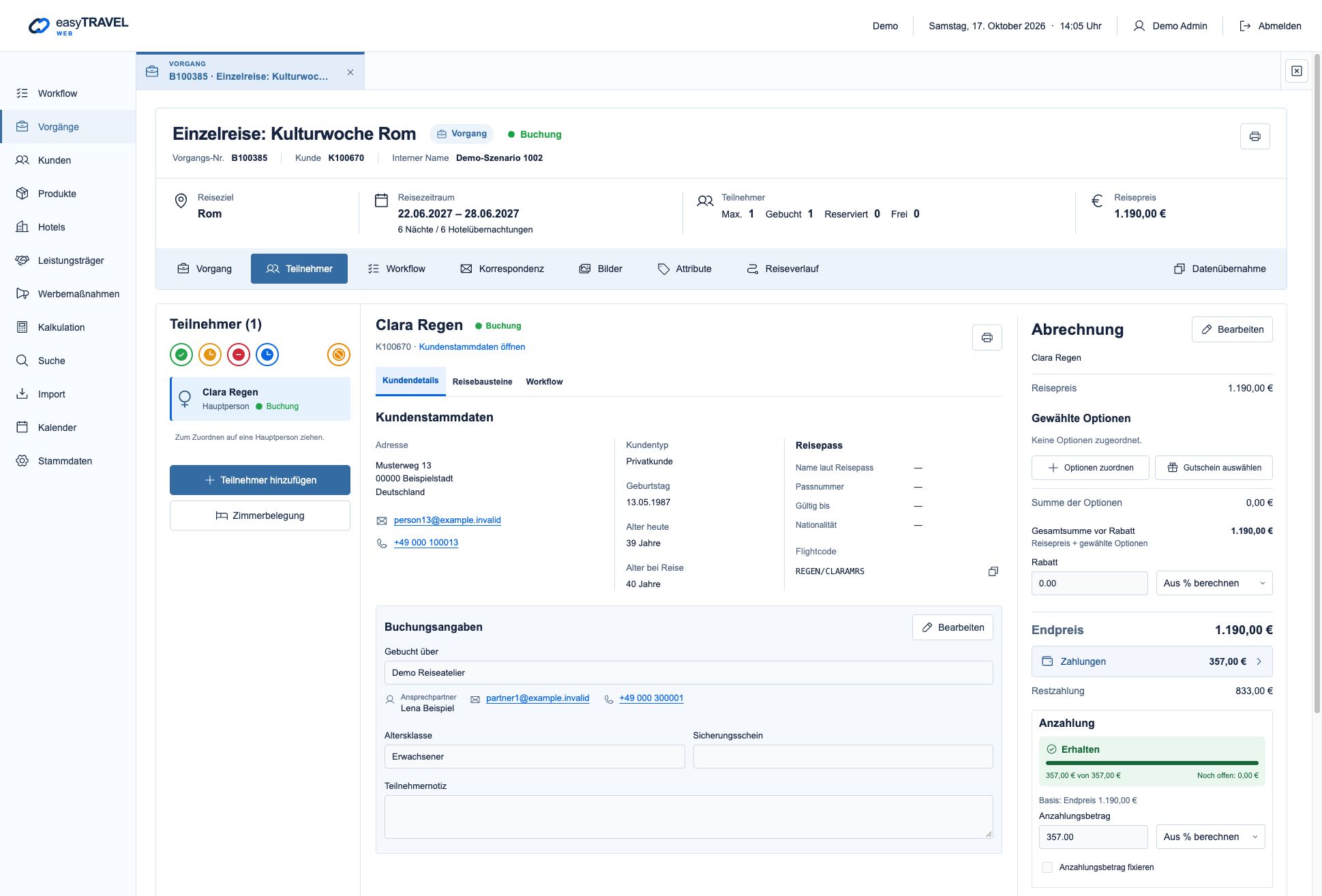 easyTRAVEL Web: Schritt 2 – Gutscheinauswahl am Teilnehmer finden
